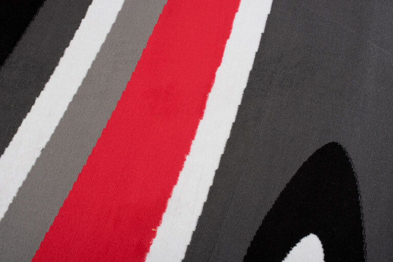 Alfombra Maya Gris Rojo Abstracto Ondas