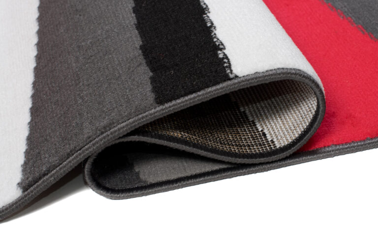 Alfombra Maya Gris Rojo Abstracto Ondas