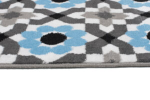 Alfombra Maya Gris Azul Floral Mosaico