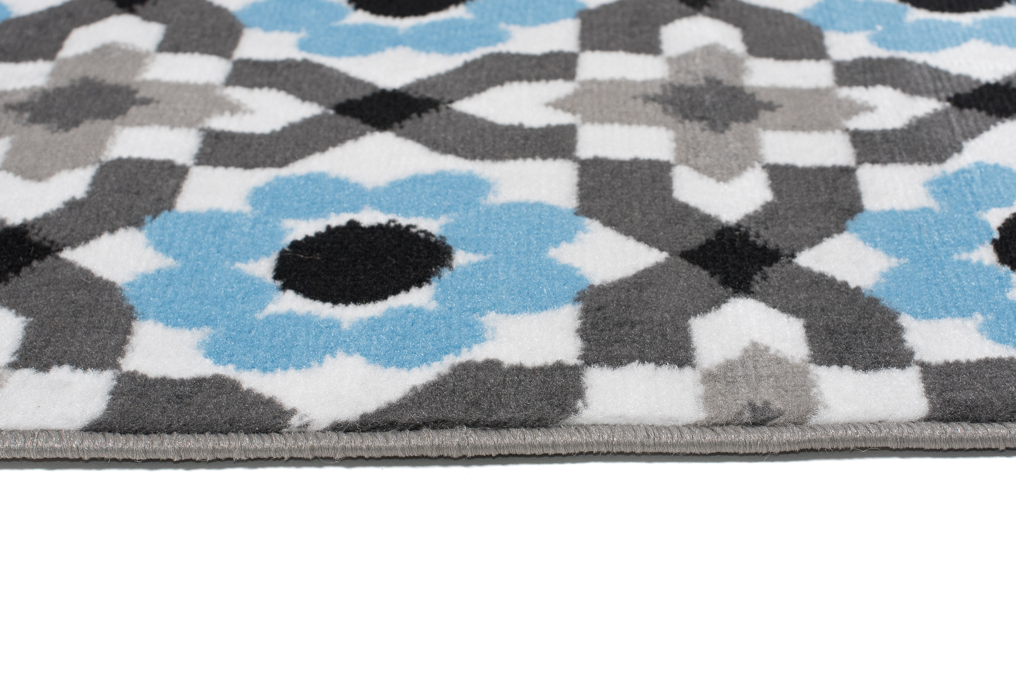 Alfombra Maya Gris Azul Floral Mosaico