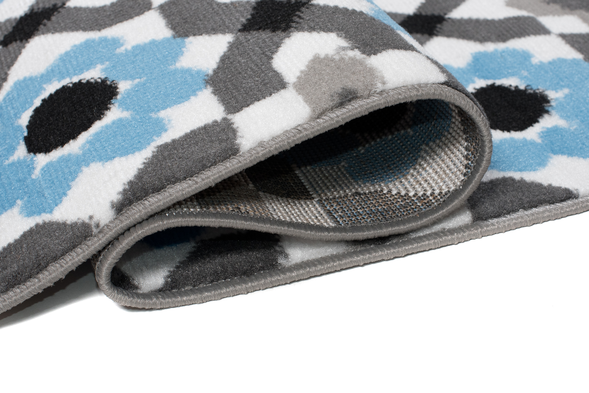 Alfombra Maya Gris Azul Floral Mosaico