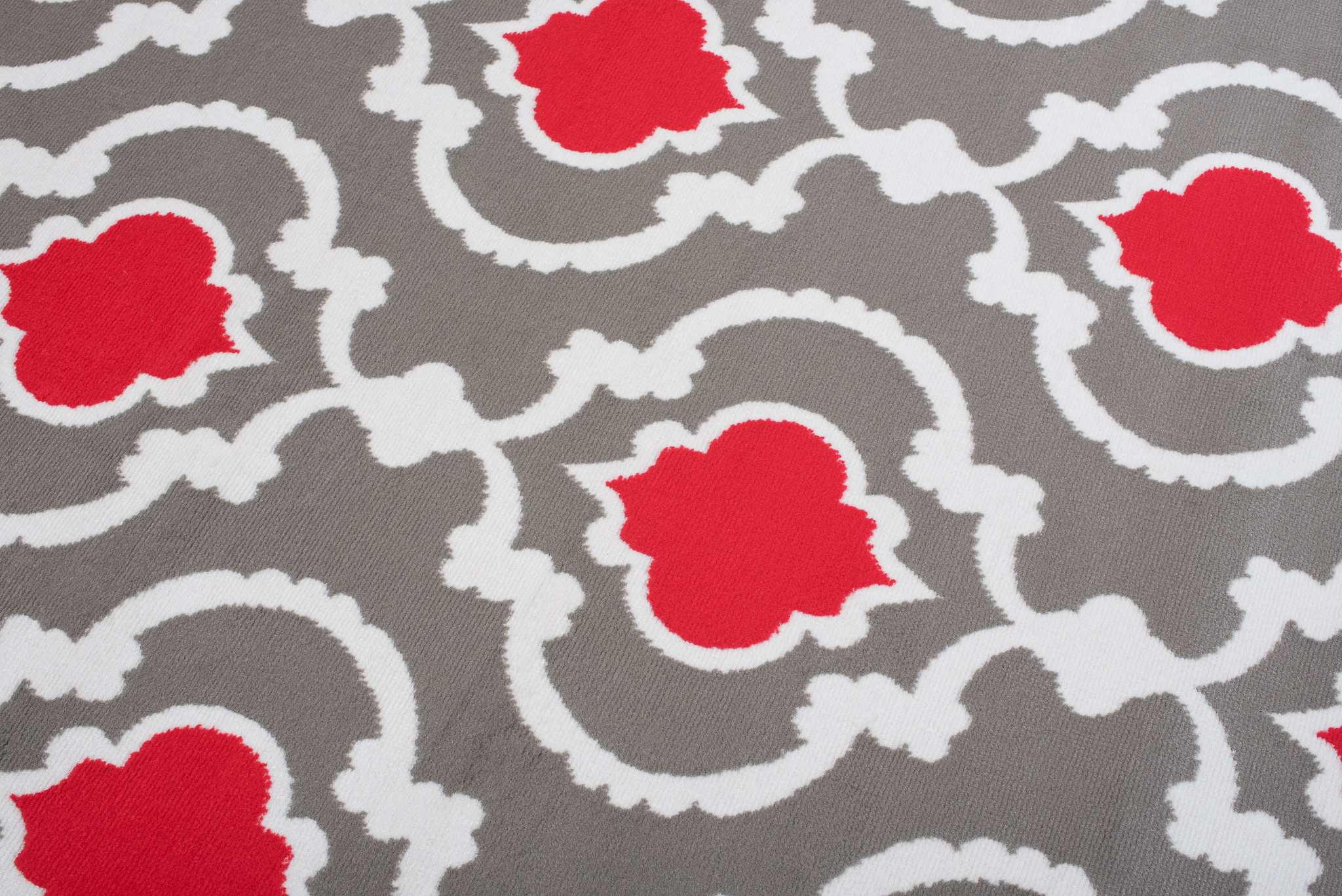 Alfombra Maya Gris Rojo Geométrico Trellis