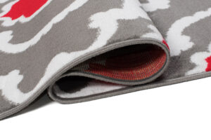 Alfombra Maya Gris Rojo Geométrico Trellis