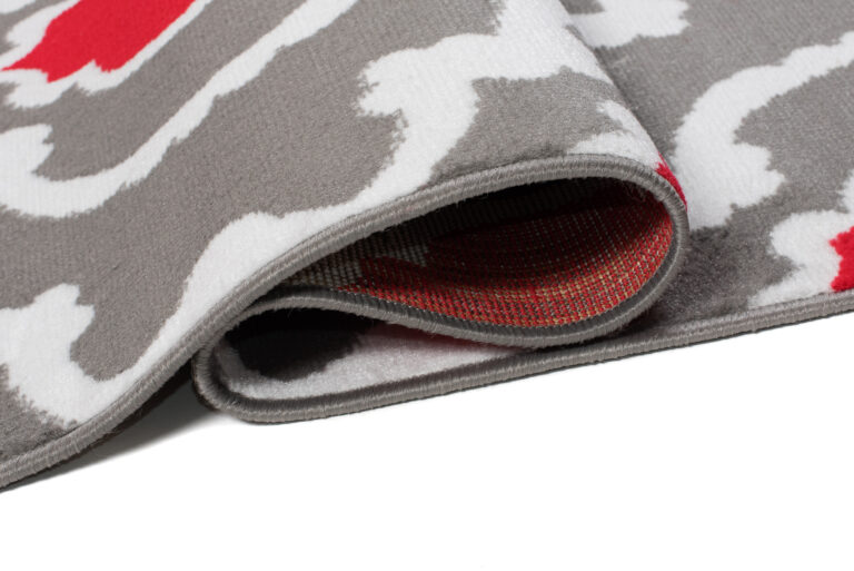 Alfombra Maya Gris Rojo Geométrico Trellis