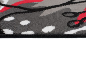 Alfombra Maya Gris Rojo Flores