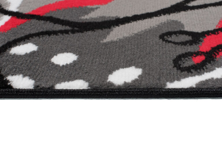 Alfombra Maya Gris Rojo Flores