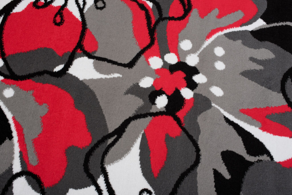 Alfombra Maya Gris Rojo Flores