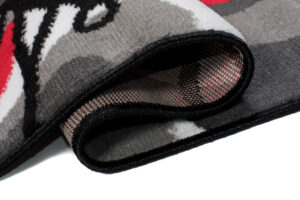 Alfombra Maya Gris Rojo Flores