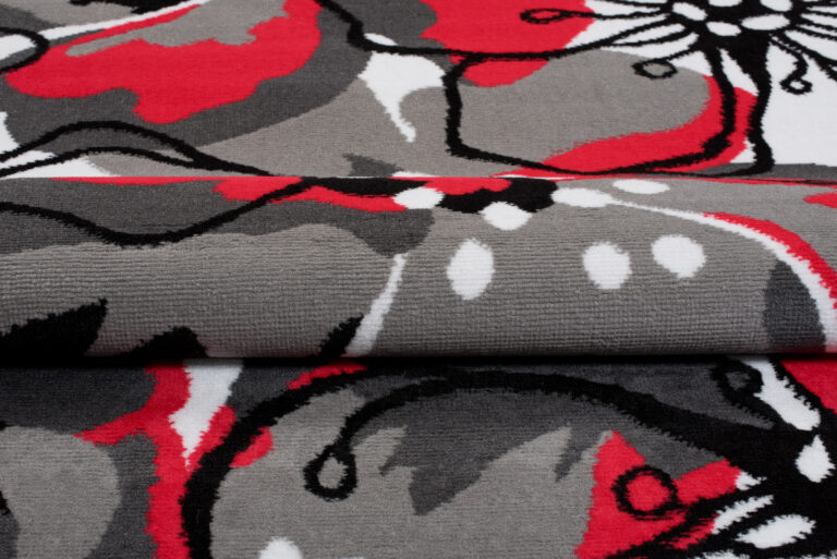 Alfombra Maya Gris Rojo Flores