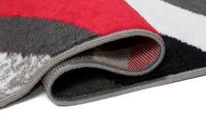 Alfombra Maya Gris Rojo Geométrico Líneas