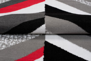 Alfombra Maya Gris Rojo Geométrico Líneas