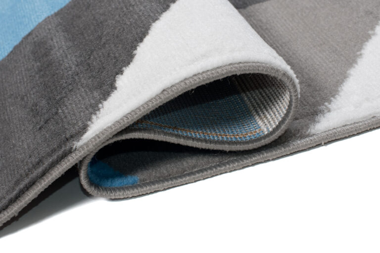 Alfombra Maya Gris Azul Trapecios Cuadrados