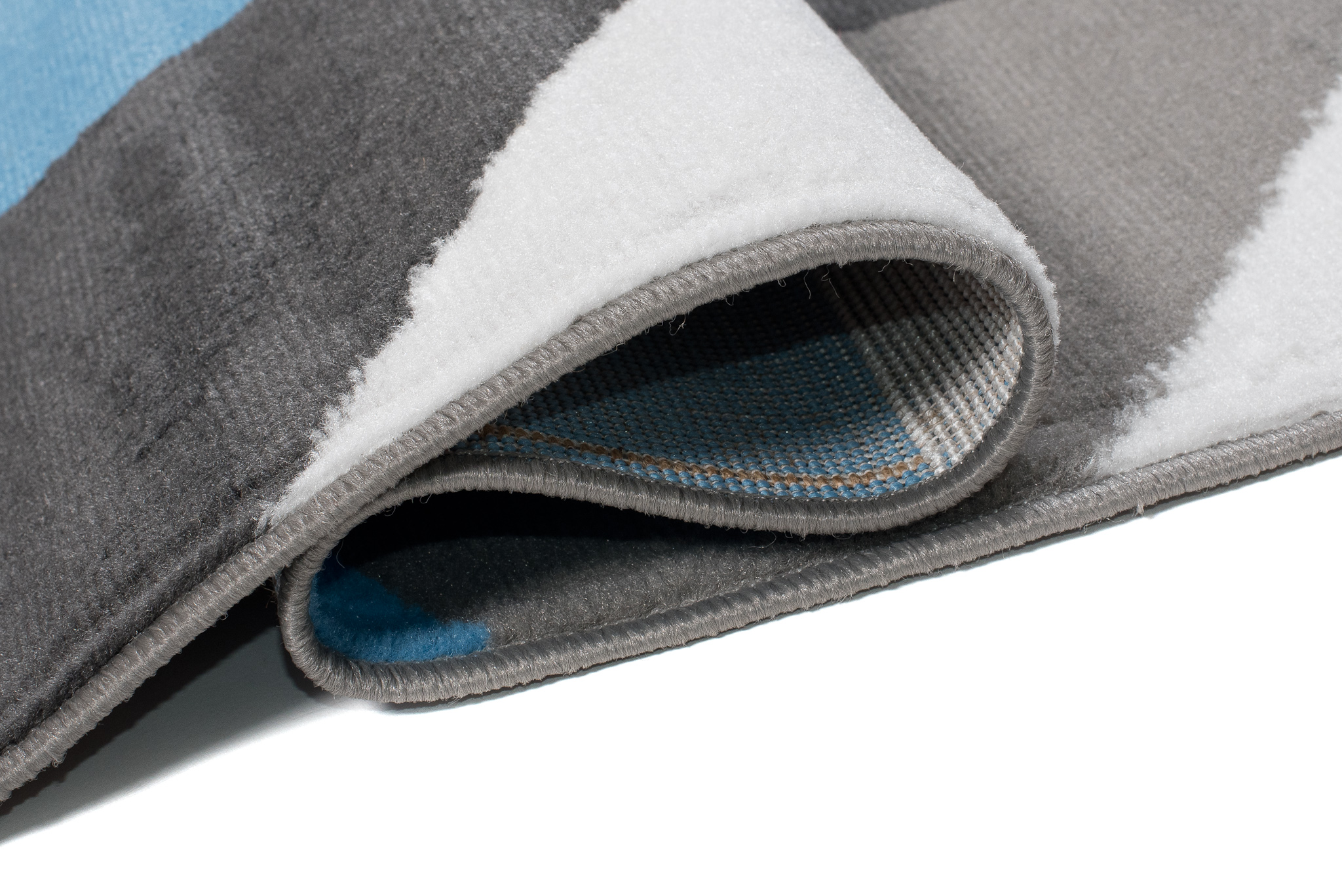 Alfombra Maya Gris Azul Trapecios Cuadrados