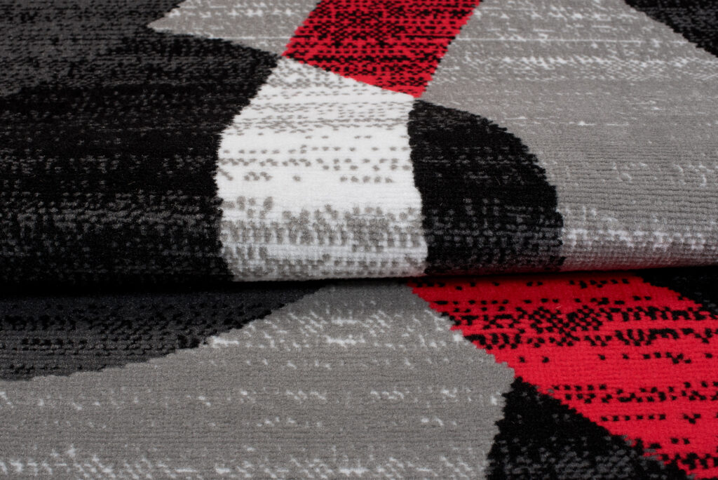 Alfombra Maya Gris Rojo Geométrico