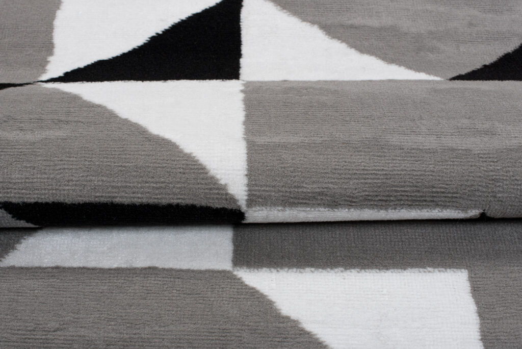 Alfombra Maya Gris Azul Triángulos