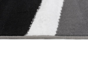 Alfombra Maya Gris Negro Abstracto Ondas