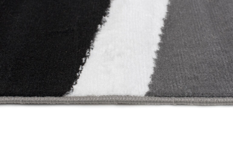 Alfombra Maya Gris Negro Abstracto Ondas