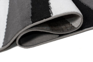 Alfombra Maya Gris Negro Abstracto Ondas