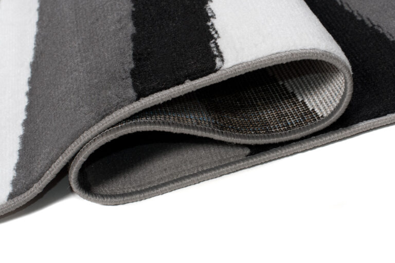 Alfombra Maya Gris Negro Abstracto Ondas