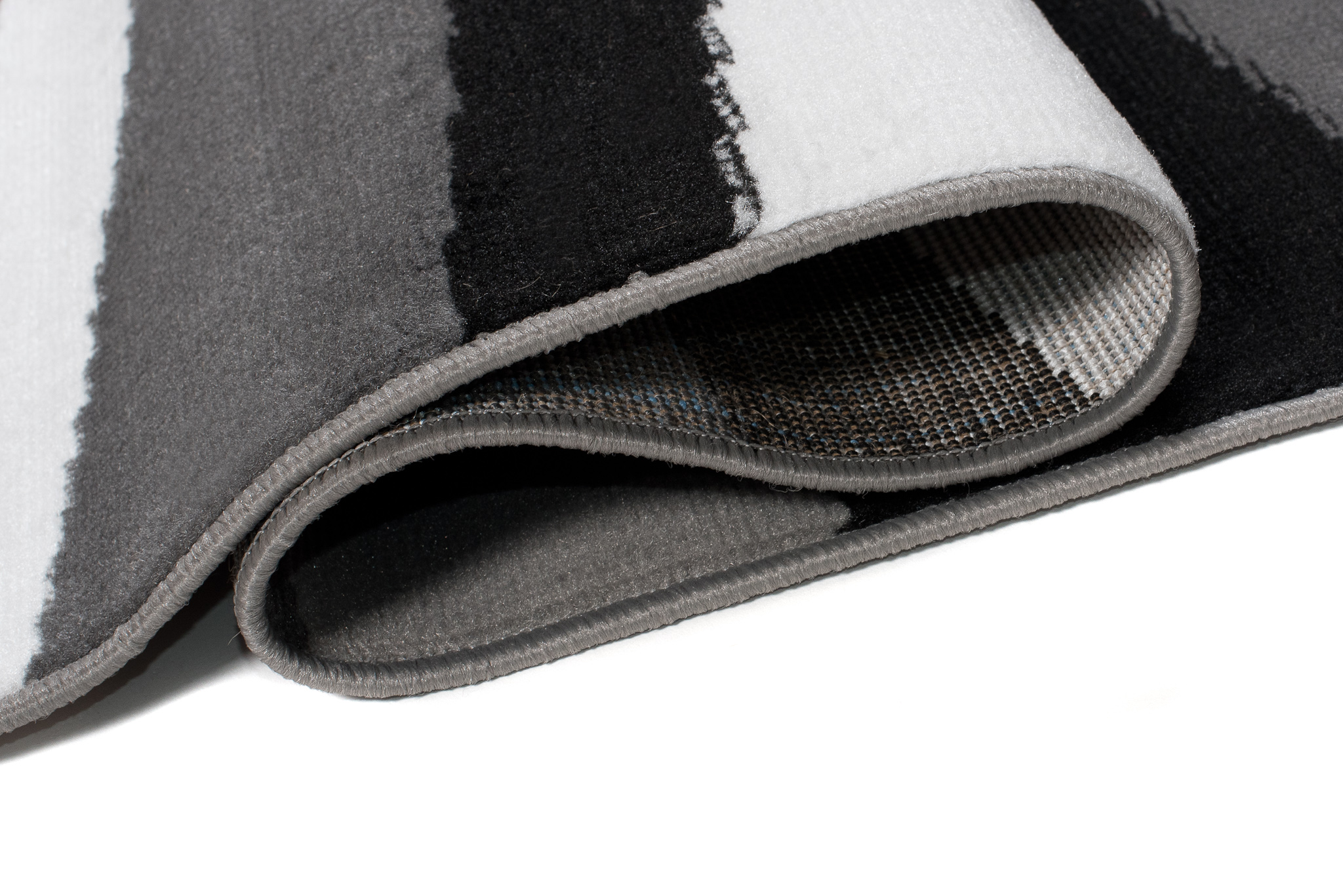 Alfombra Maya Gris Negro Abstracto Ondas