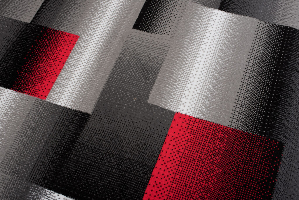 Alfombra Maya Gris Rojo Rectángulos