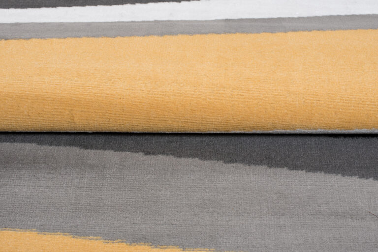 Alfombra Maya Gris Amarillo Abstracto Ondas