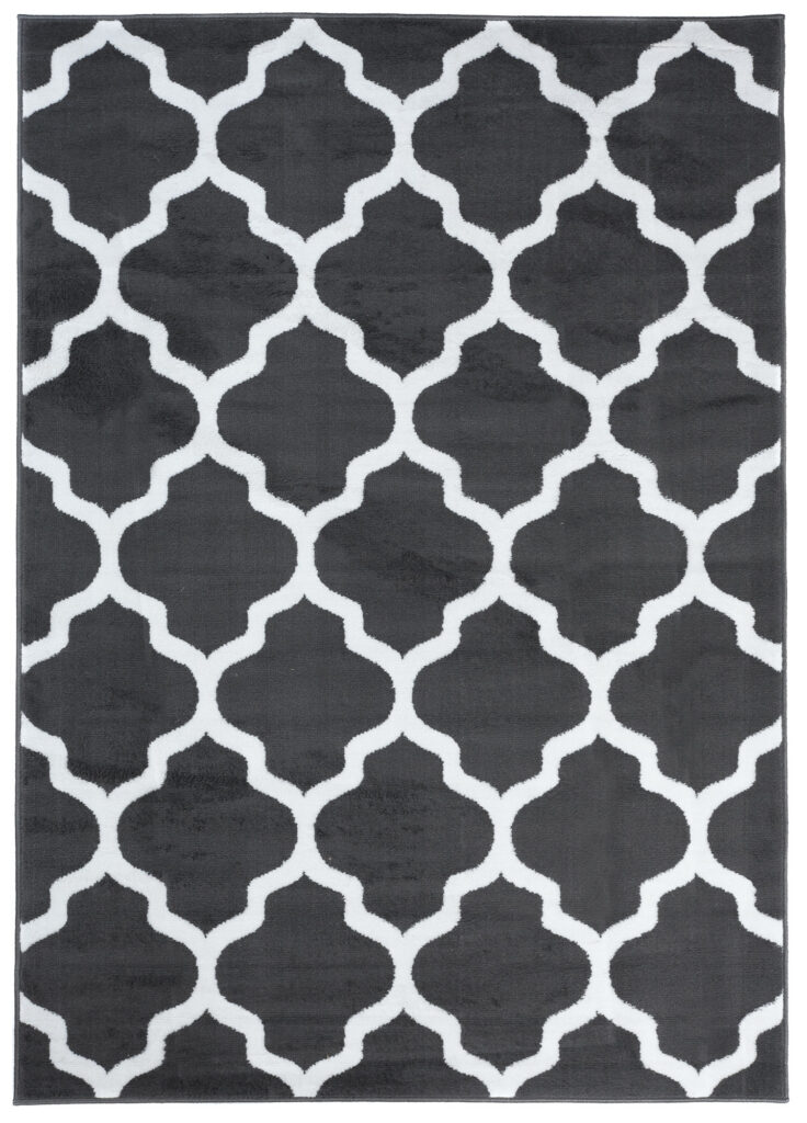 Alfombra Luxury Gris Oscuro Blanco Geométrico Trellis