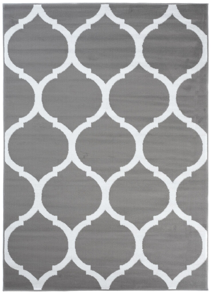 Alfombra Luxury Gris Blanco Marroquí Trellis