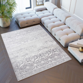 Alfombra Sky Gris Vintage Floral Moteado