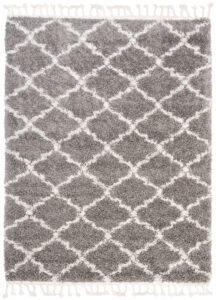 Alfombra Boho con Borlas Gris Trellis Shaggy