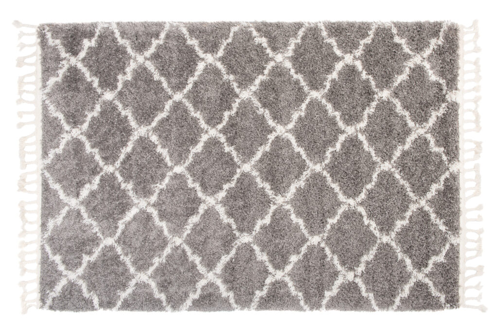 Alfombra Boho con Borlas Gris Trellis Shaggy