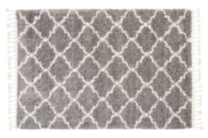 Alfombra Boho con Borlas Gris Trellis Shaggy