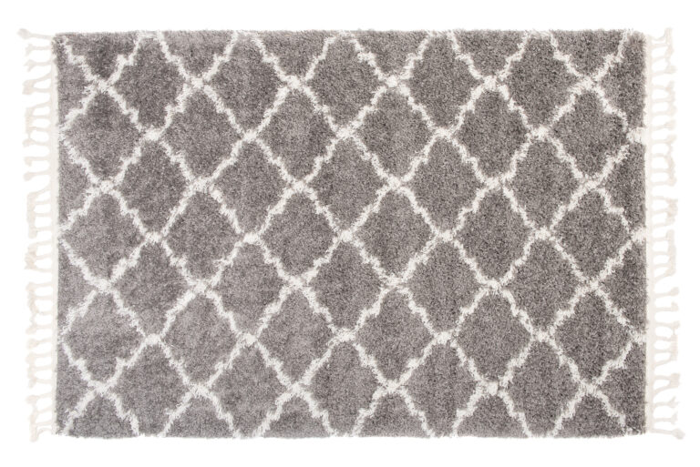 Alfombra Boho con Borlas Gris Trellis Shaggy