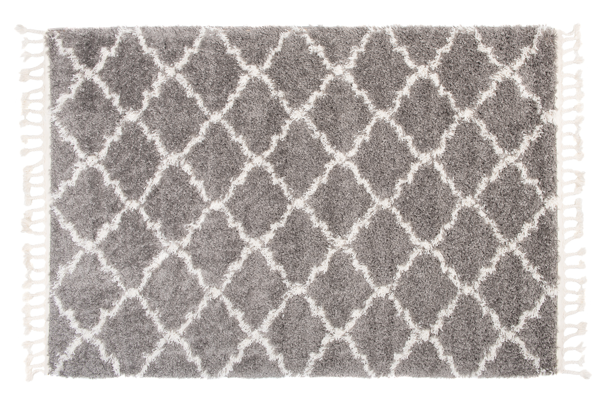 Alfombra Boho con Borlas Gris Trellis Shaggy
