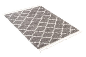 Alfombra Boho con Borlas Gris Trellis Shaggy