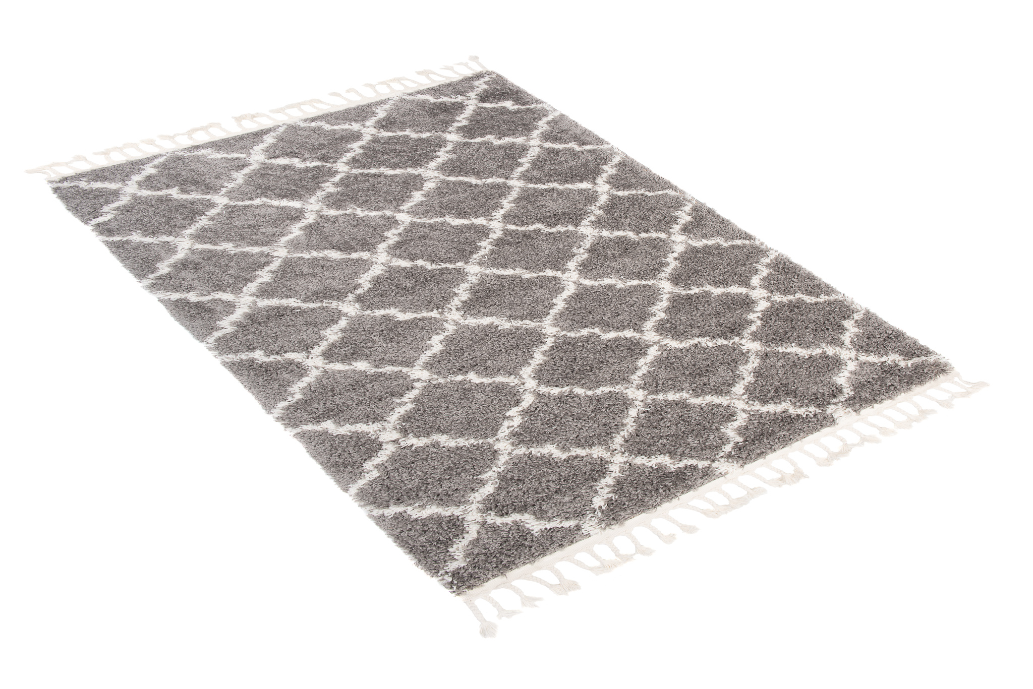 Alfombra Boho con Borlas Gris Trellis Shaggy