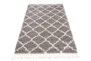 Alfombra Boho con Borlas Gris Trellis Shaggy