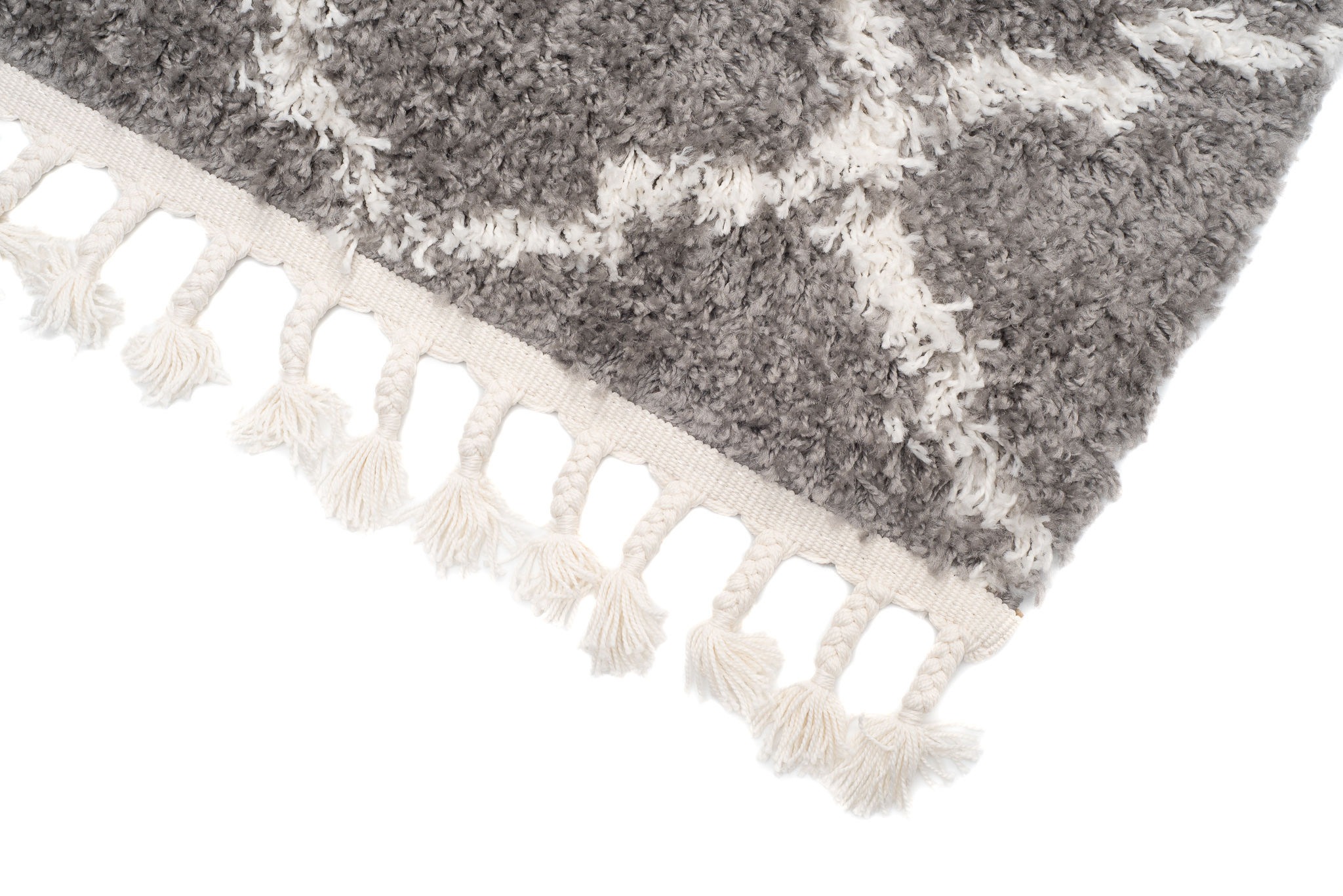 Alfombra Boho con Borlas Gris Trellis Shaggy