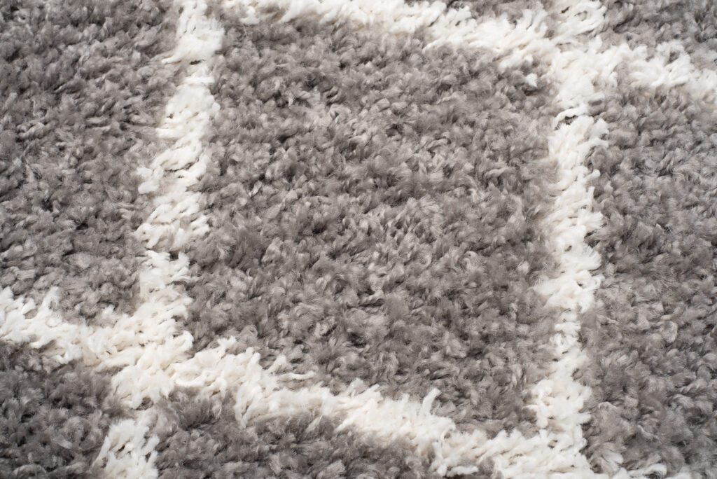 Alfombra Boho con Borlas Gris Enrejado Puntos Shaggy