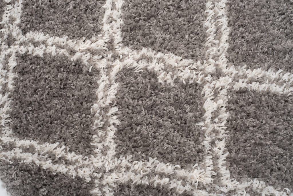 Alfombra Boho con Borlas Gris Enrejado Shaggy