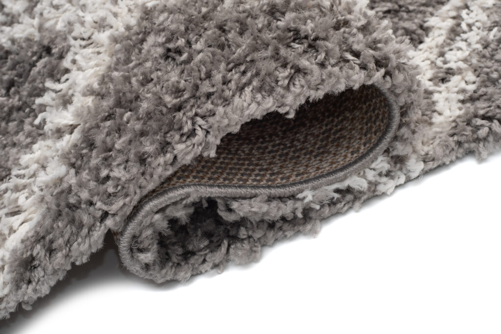 Alfombra Boho con Borlas Gris Enrejado Shaggy