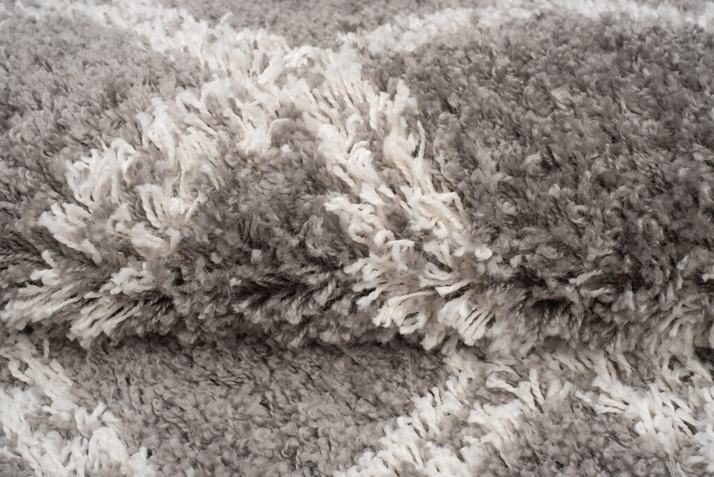 Alfombra Boho con Borlas Gris Enrejado Shaggy