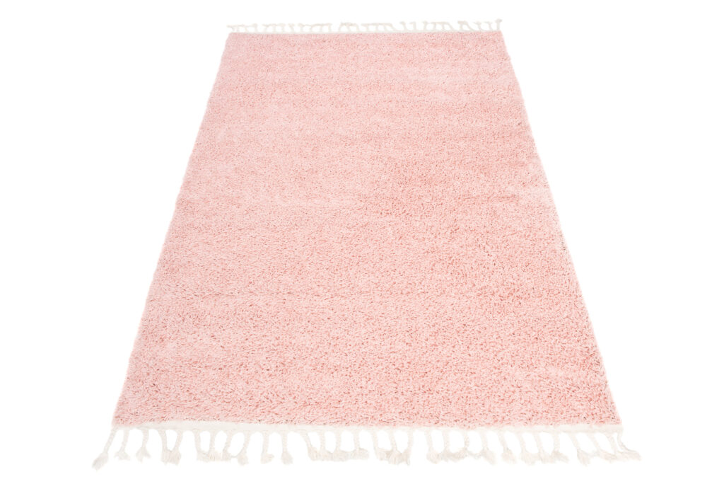 Alfombra Boho con Borlas Rosa Shaggy