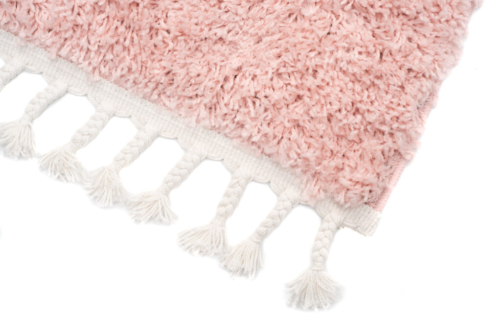 Alfombra Boho con Borlas Rosa Shaggy