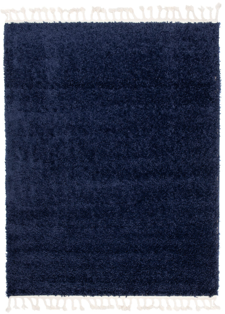 Alfombra Boho con Borlas Azul Marino Shaggy