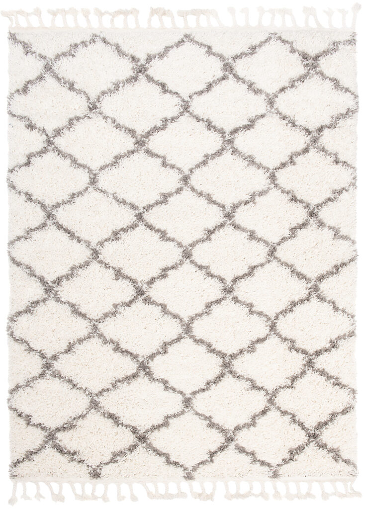 Alfombra Boho con Borlas Crema Trellis Shaggy
