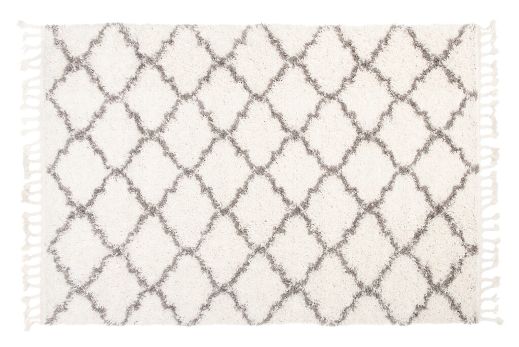 Alfombra Boho con Borlas Crema Trellis Shaggy