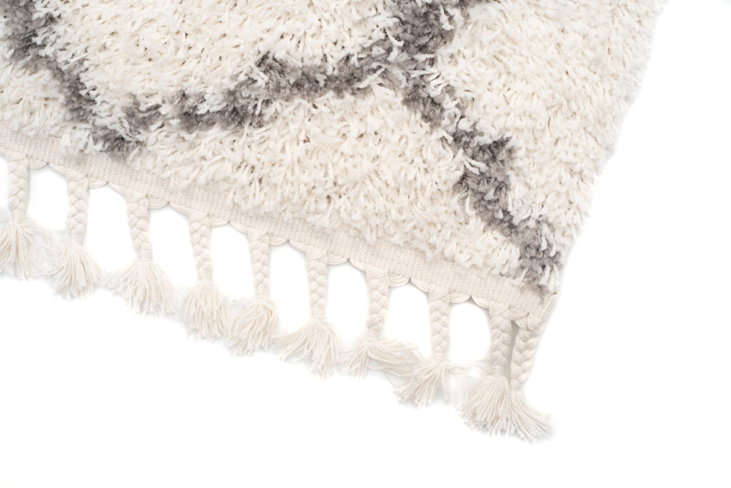 Alfombra Boho con Borlas Crema Trellis Shaggy