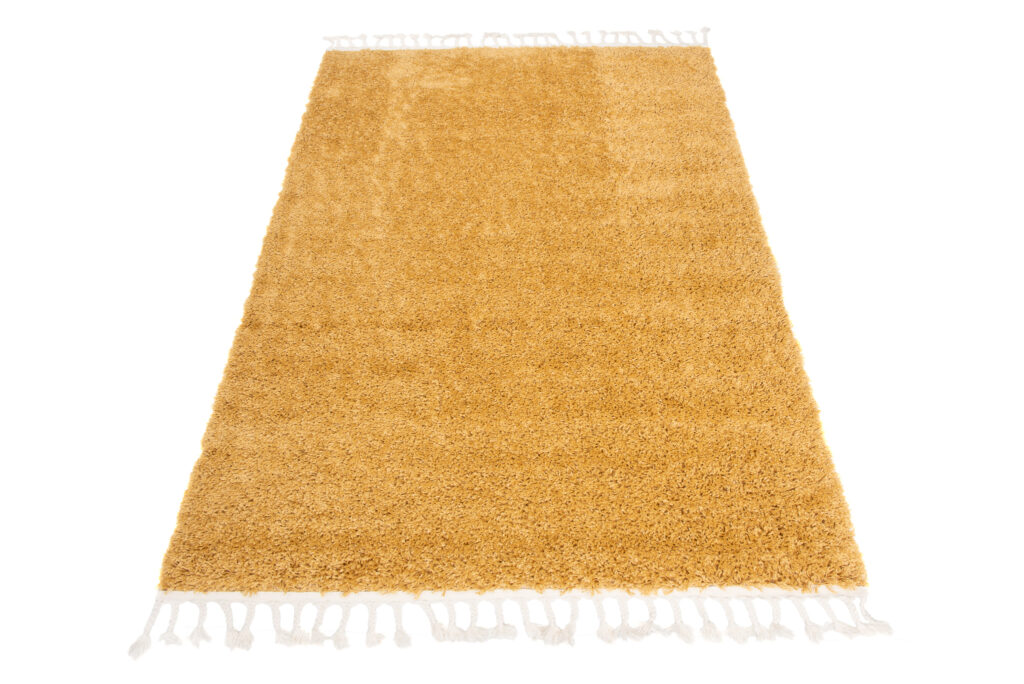 Alfombra Boho con Borlas Mostaza Shaggy
