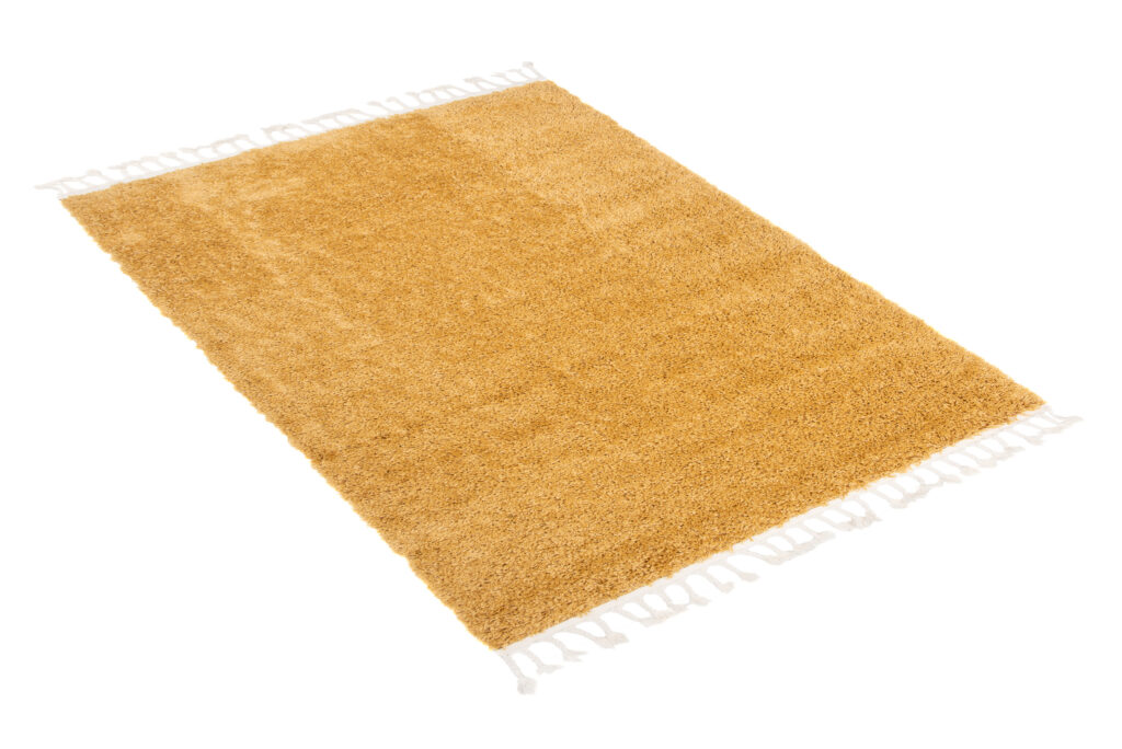 Alfombra Boho con Borlas Mostaza Shaggy